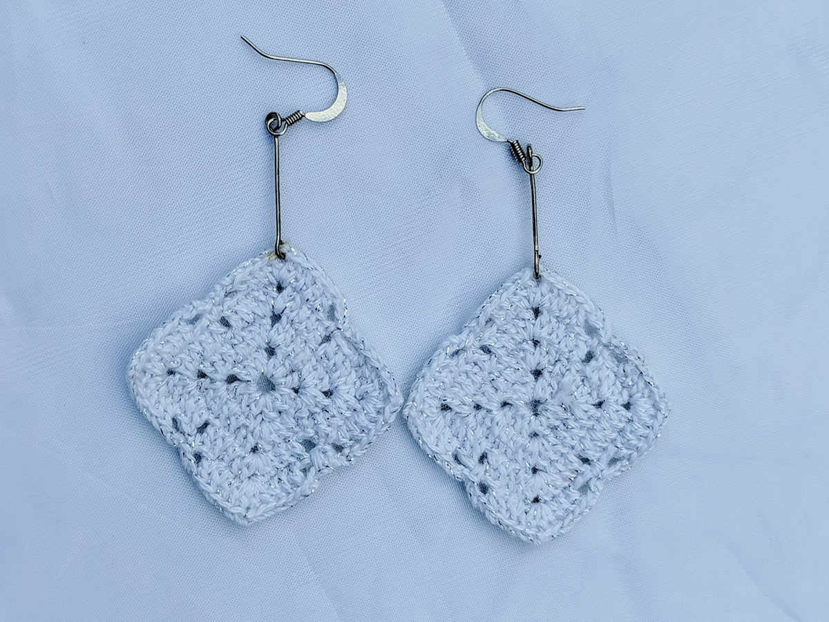 Boucle d'oreille, carrés granny