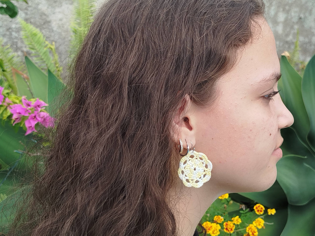 Boucle d'oreille, Médaillon rond ajouré