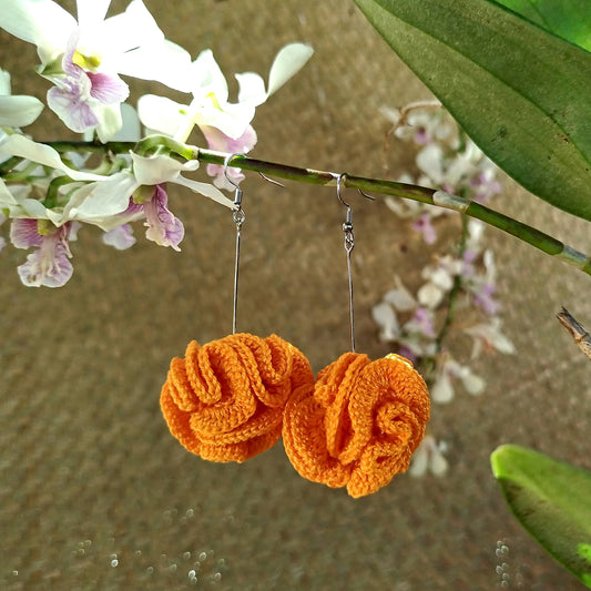 Boucle d'oreille, œillet malbar orange