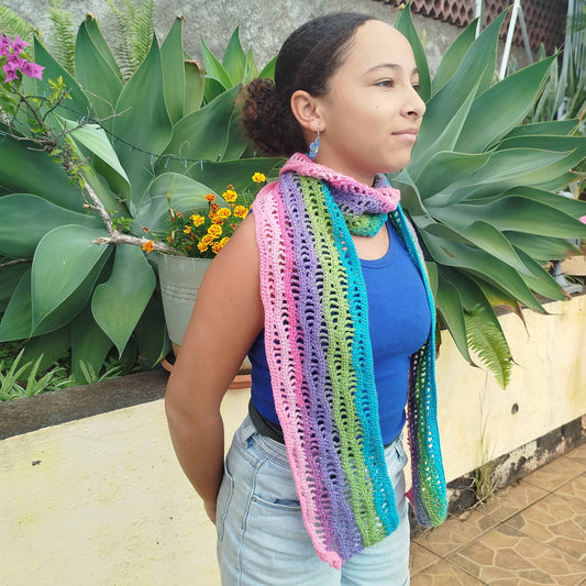Écharpe multicolore "Vague lagon"